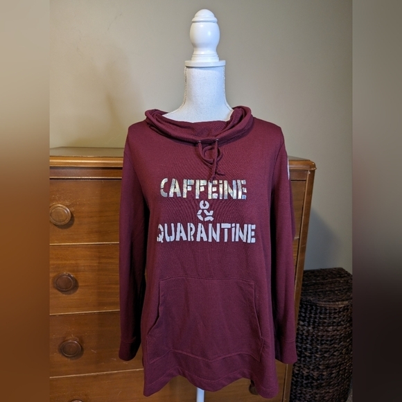 Etsy Tops - CAFFEINE & QUARANTINE ESTY Slouch Neck Sweatshirt SZ L
